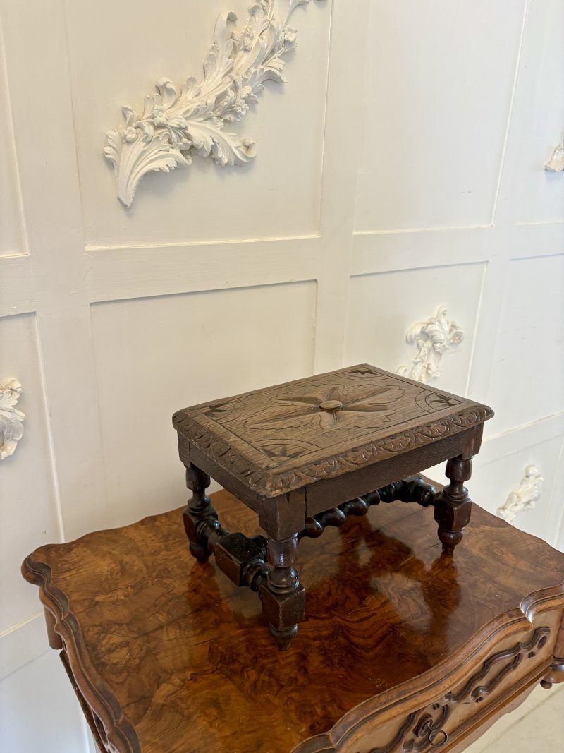 Unusual Antique Victorian Miniature Quality Carved Oak Table - Image 3